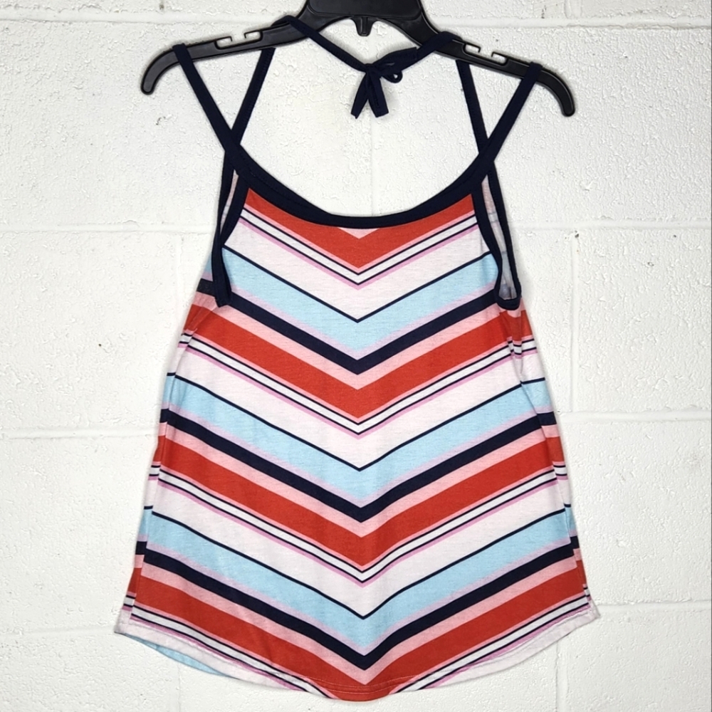 Cute Muti-Colored V-Striped Tank with Halter Straps - Picture 4 of 4
